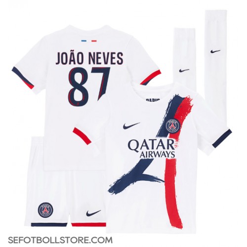 Paris Saint-Germain Joao Neves #87 Replika babykläder Bortaställ Barn 2024-25 Kortärmad (+ korta byxor)